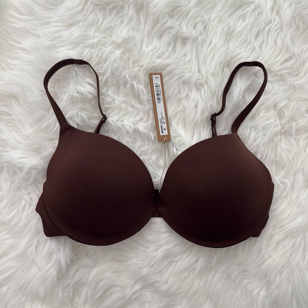 Skims Custom Fit Pushup Plunge Bra Cocoa Size 34C